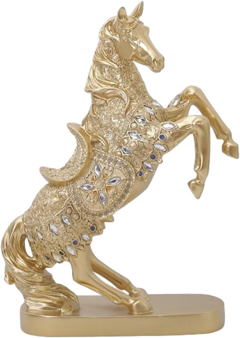 Nordic Style Quick Success Decoration for Living Room, Office, Housewarming, Home, Foyer Decoration-Imitation Copper Station Immediately,Golden Leap Horse
