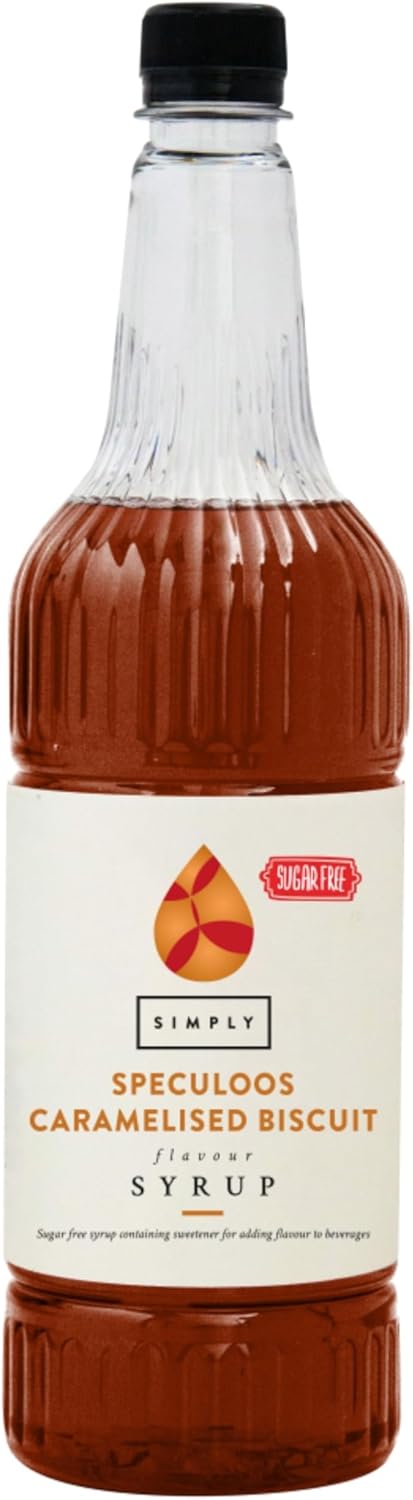 Simply Sugar Free Speculoos Caramelised Biscuit Syrup, Vegan & Nut Free Flavoured Syrup for Coffee, Cocktails & Baking (1 Litre)