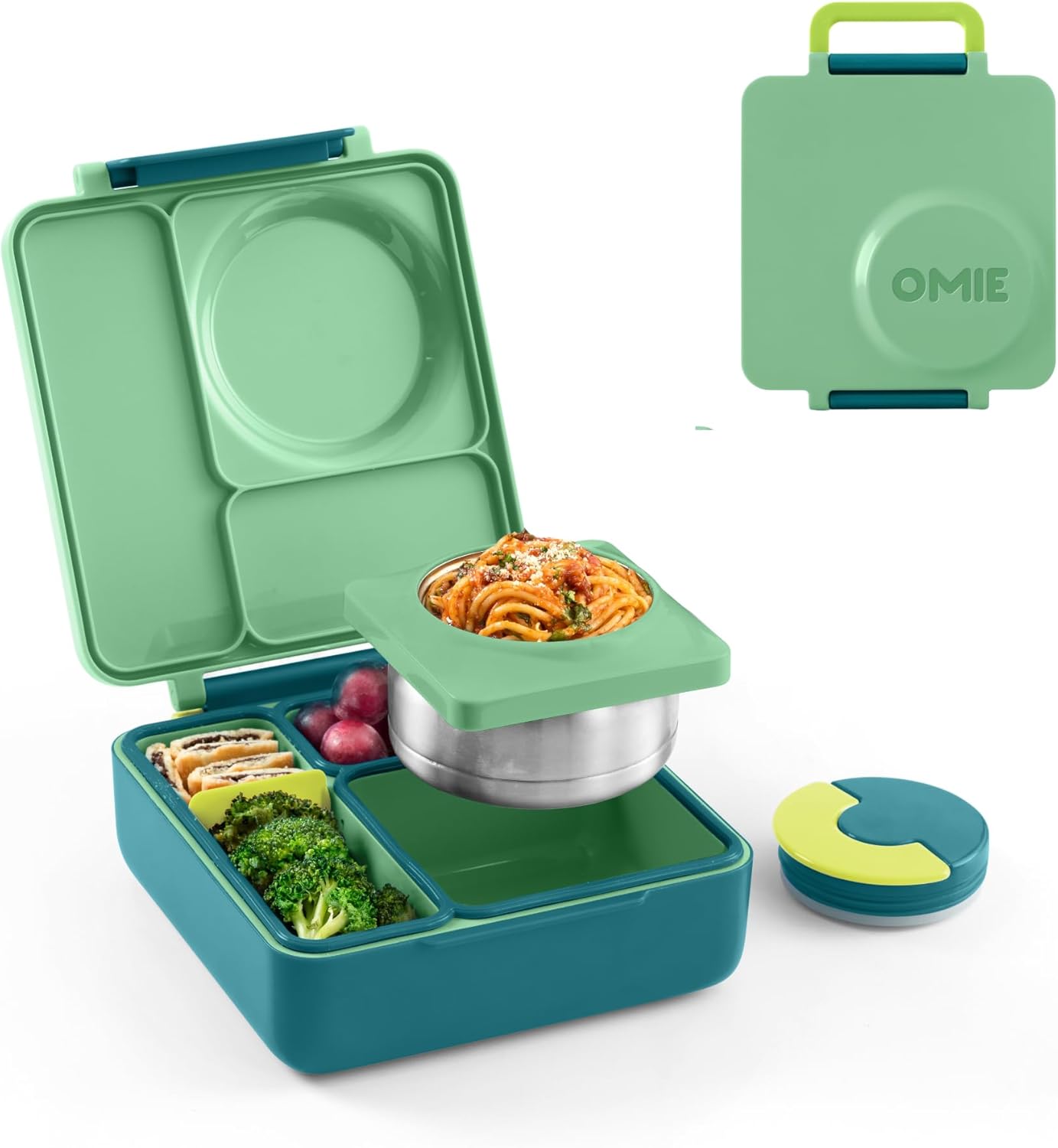 Omie B9099 OmieBox Kids Bento Lunch Box, Plastic, Meadow