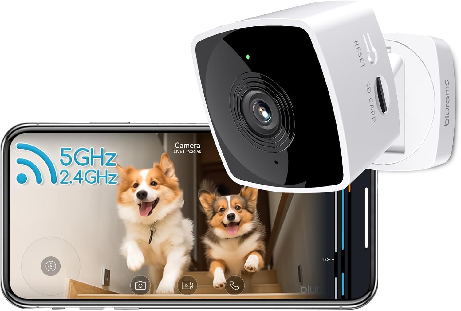blurams Indoor Camera, Security Camera 5GHz&2.4GHz Dual-Band, 2K WiFi Cameras House Security, Home Camera for Pet/Dog/Baby, IR Night Vision, Motion/Sound Detection, 2-Way Talk, Cloud&SD Storage