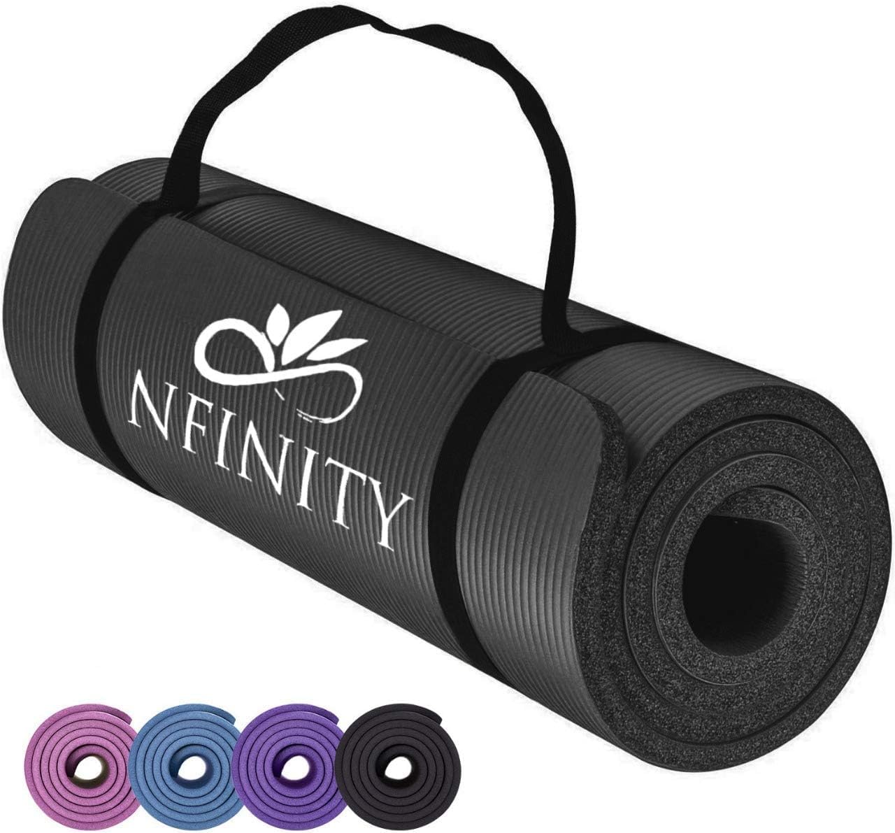 NBR Yoga Mat Exercise Fitness foam Extra Thick Non-Slip Large Padded High Density for Pilates gymnastics stretching Workout with Free Carry Strap.