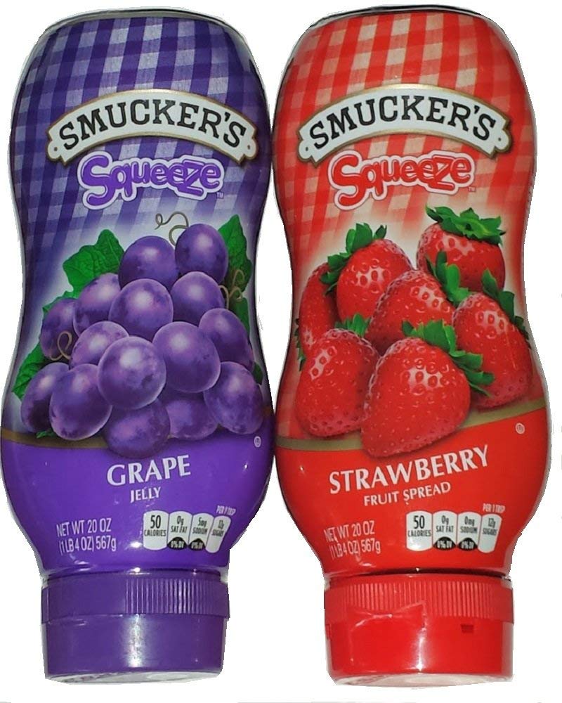 Smucker's Squeeze Grape Jelly & Strawberry Fruit Spread, 20 oz bottles