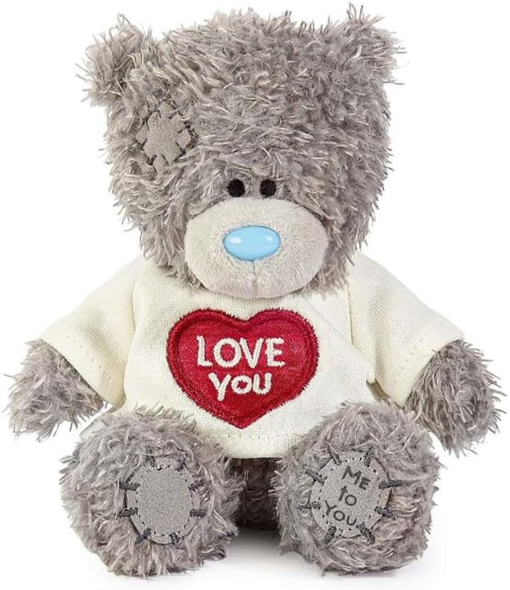 Me To You Tatty Teddy Plush 10cm-High Bear Wearing Cute 'Love You' T-Shirt - Official Collection, Grey