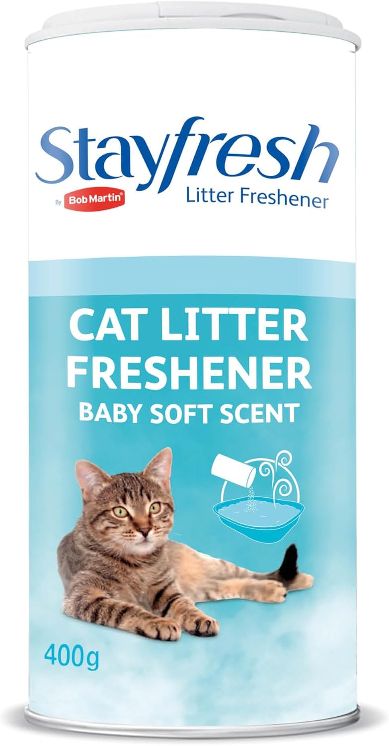 Bob Martin Cat Litter Freshener Powder, Baby Soft Scent - Effective Odour Control for Longer Lasting Freshness, Made in the UK (400g) (Packaging can vary)