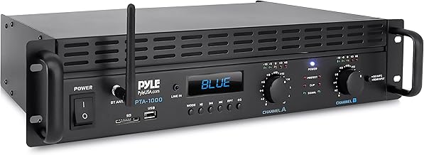 PyleUsa 2-Channel Bluetooth Power Amplifier - 2000W Bridgeable Rack Mount Pro Audio Sound Wireless Home Stereo Receiver w/TRS XLR Input,LCD, Bridge Mode, Cooling Fan - Entertainment Speaker System