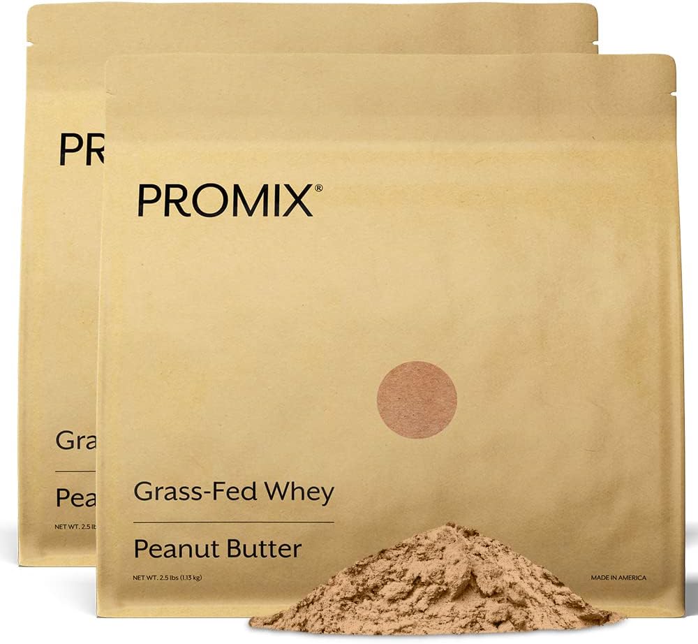 Promix Whey Protein Powder, Peanut Butter - 5lb Bulk - Grass-Fed & 100% All Natural - Post Workout Fitness & Nutrition Shakes, Smoothies, Baking & Cooking Recipes - Gluten-Free & Keto-Friendly