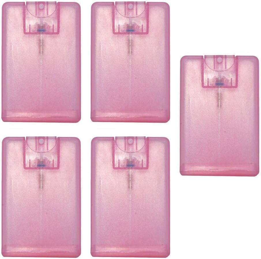 5Pcs PinkCard Type Spray Bottles Portable Fine Mist Spray Bottle Travel Bottle Refillable Cosmetic Spray Bottles for Women Beauty and Personal Care Refillable Containers 20ml/ 0.67oz