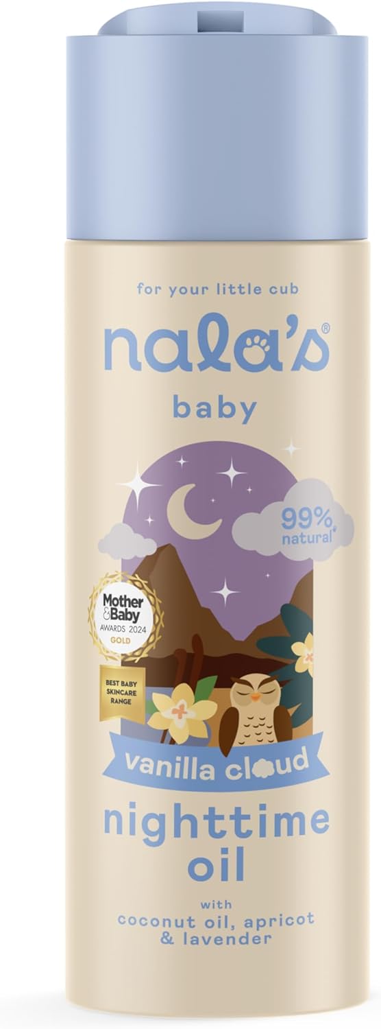 Nala's Baby Nighttime Oil Vanilla Cloud | Award-winning |99% Natural | Paediatrician-approved | Shea Butter, Cocoa Butter and Camomile | Vegan | 200ml | Nalas Baby
