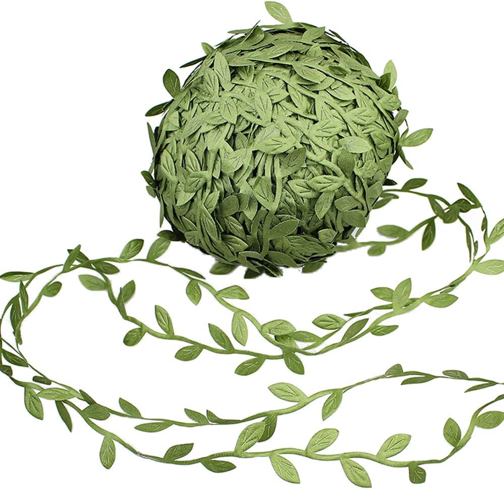Supla 327 Ft Artificial Vines Fake Hanging Plants Leaves Ribbon Leaf Vine Trim Foliage Rattan DIY Wreath Foliage Green Leaves Ribbon Decorative Home Wall Garden Wedding Party Wreaths Decor