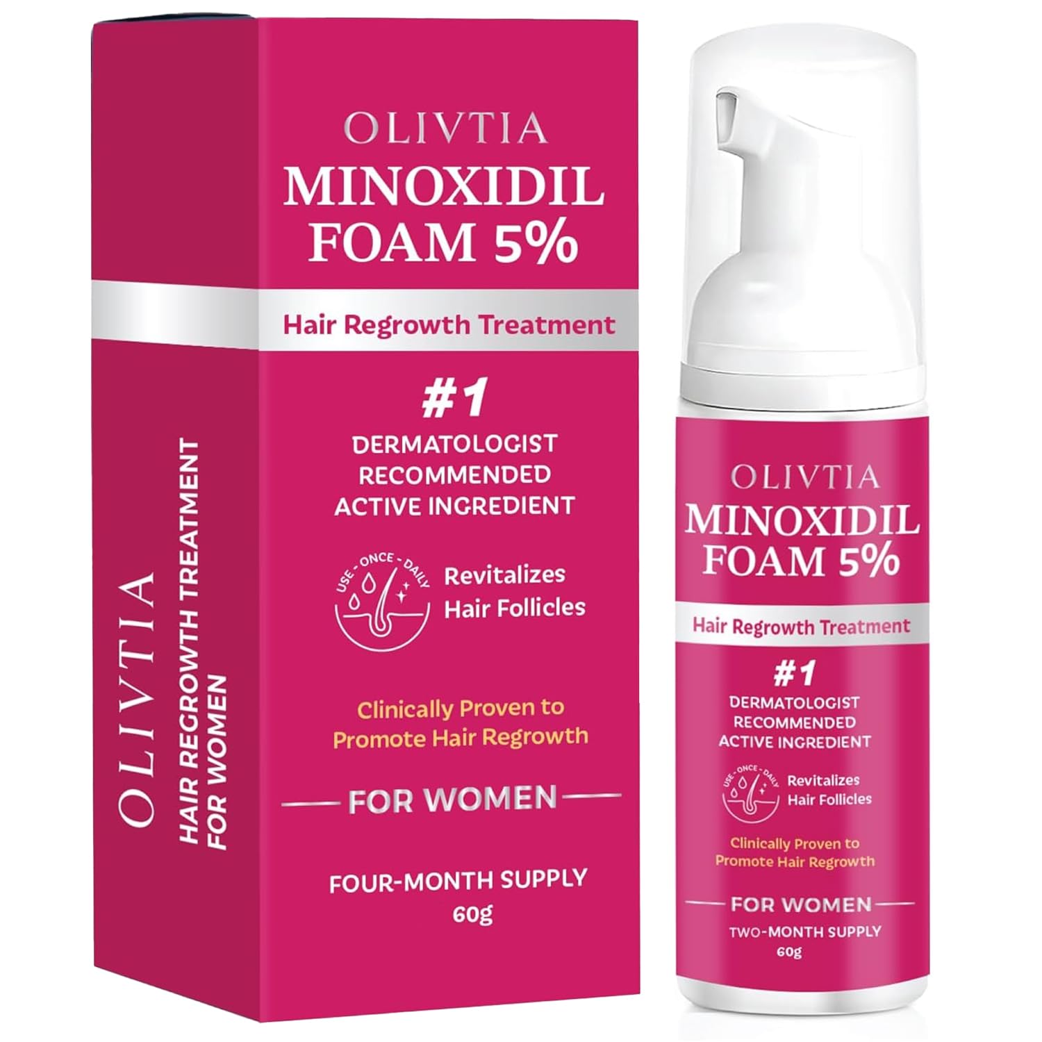 5% Minoxidil Foam for Women Hair Growth: Extra Strength Hair Regrowth Treatment – Revitalize Hair Follicles & Regrow Thicker, Fuller Hair – Hair Loss Solution-1.7oz