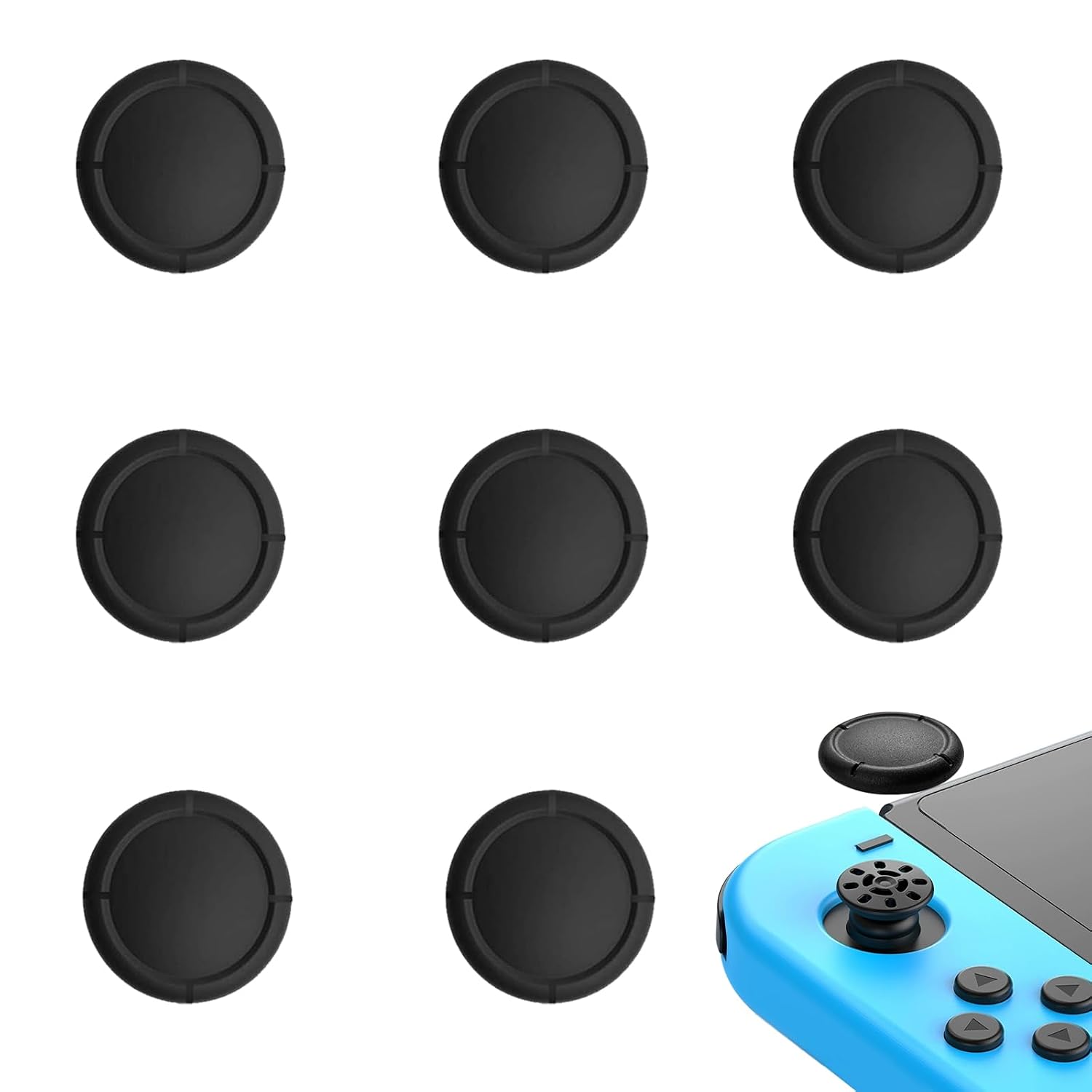 8Pcs, Replacement Joystick Covers for Nintendo Switch/Oled/Lite, Black