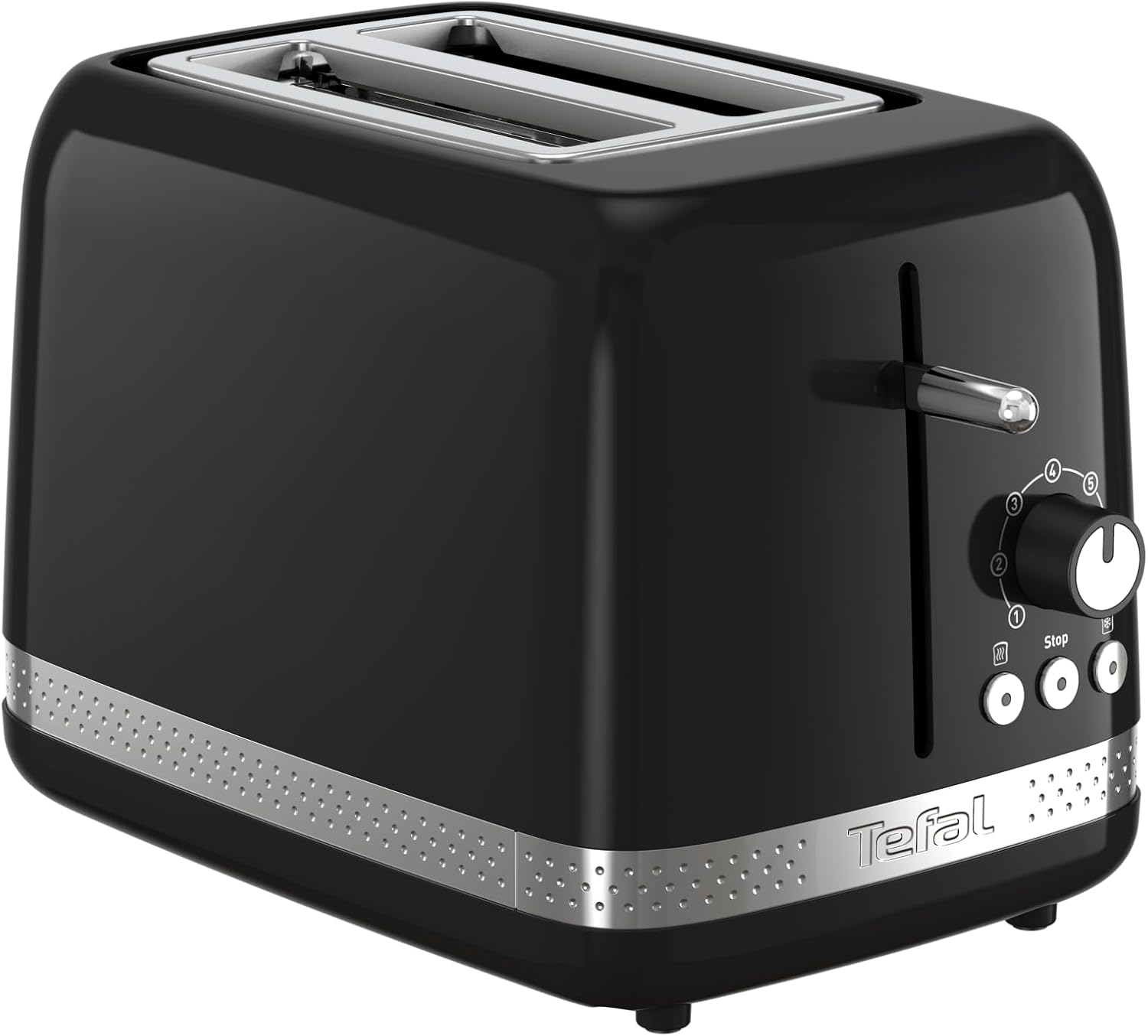 Tefal Soleil 2-Slice Toaster – 7 Browning Levels, Variable Width Slots, High-Lift Lever, Stop/Defrost/Reheat Functions, Removable Crumb Tray, in Glossy Premium Black - TT3028G0