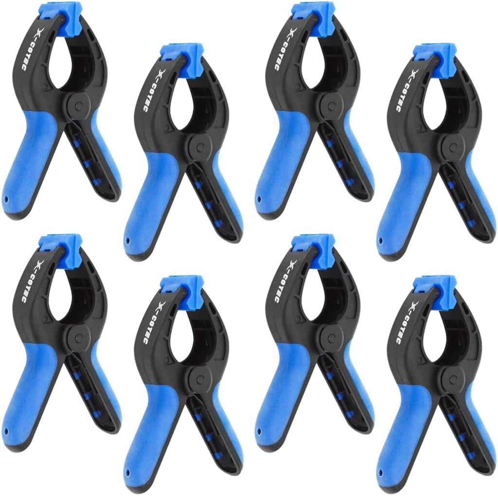X-COTEC 4” Spring Clamp 8-Pack, Heavy Duty Spring Clips for Woodwork, Spring Clip Clamp Compatible for Photo Studio Greenscreen Background Stand