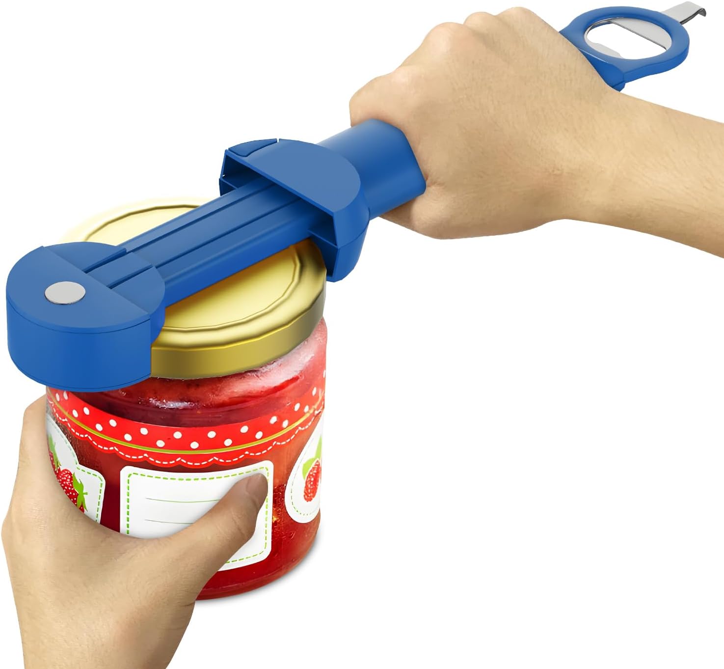Multifunctional Retractable Bottle Opener - Adjustable Multifunctional Can Opener Jar Lid Gripper - 2024 New Jar Opener Bottle Opener for Weak Hands, Senior Arthritis (Blue)