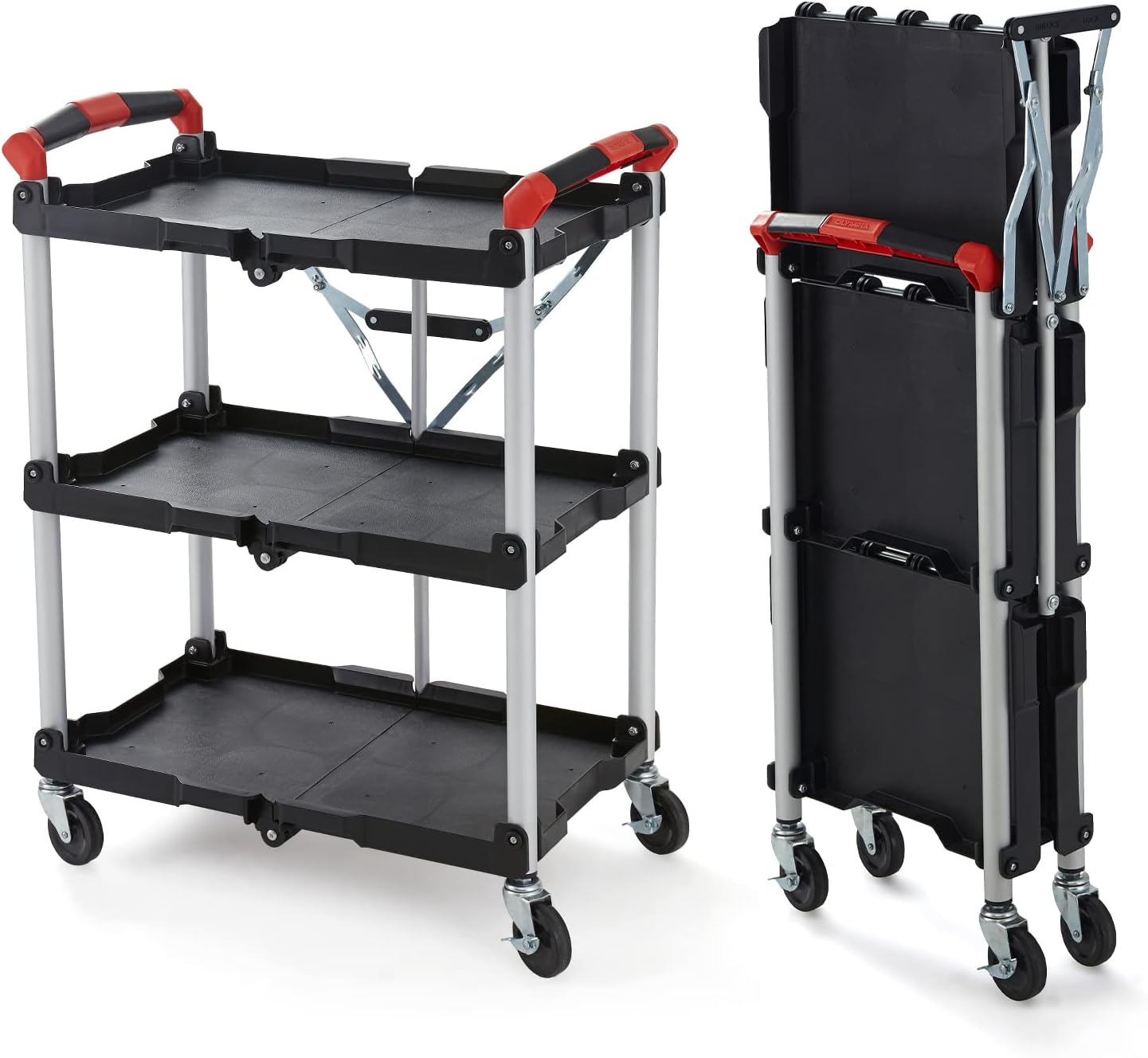 Olympia Tools 410-007 Pack-N-Roll 150 lbs Folding Collapsible Service Cart, Black/Red