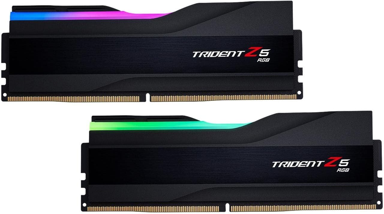 G.SKILL Trident Z5 RGB Series DDR5 RAM (Intel XMP 3.0 & AMD Expo) 64GB (2x32GB) 6000MT/s CL36-36-36-96 1.35V Desktop Computer Memory U-DIMM - Matte Black (F5-6000J3636F32GX2-TZ5RK)