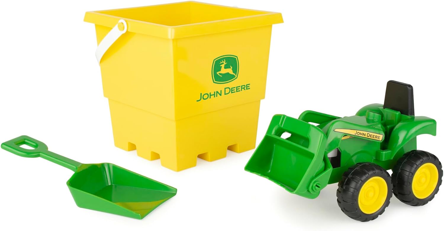 John Deere Kids Toy Tractor with Bucket and Spade Playset | Sand Toys for Garden and Park Sandpits or Beach | Early Development Farm Toys Tractor Toys for 18 Months and Older