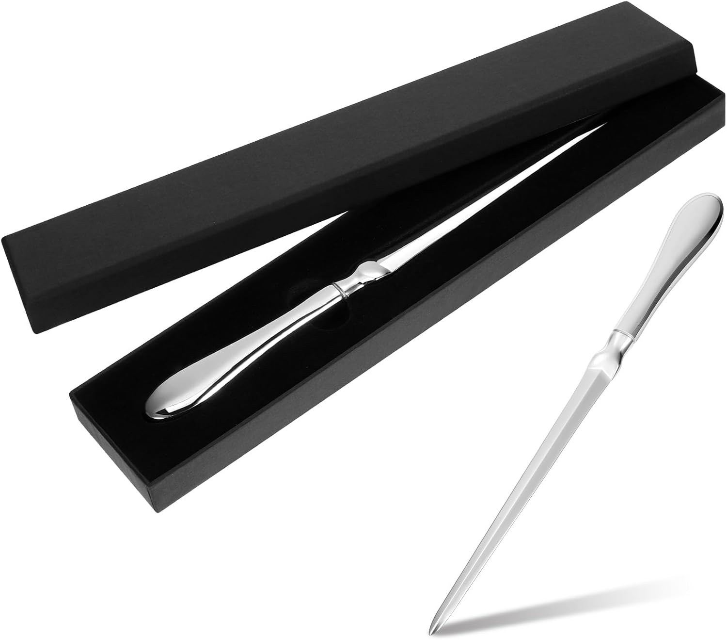 Letter Opener with Stainless Steel Handle, 9 inch Long Alloy Envelope Box Opener - Silver Letter Opening Knife with Gift Box for Split File Mail Envelopes Stationery for School Office Home Use