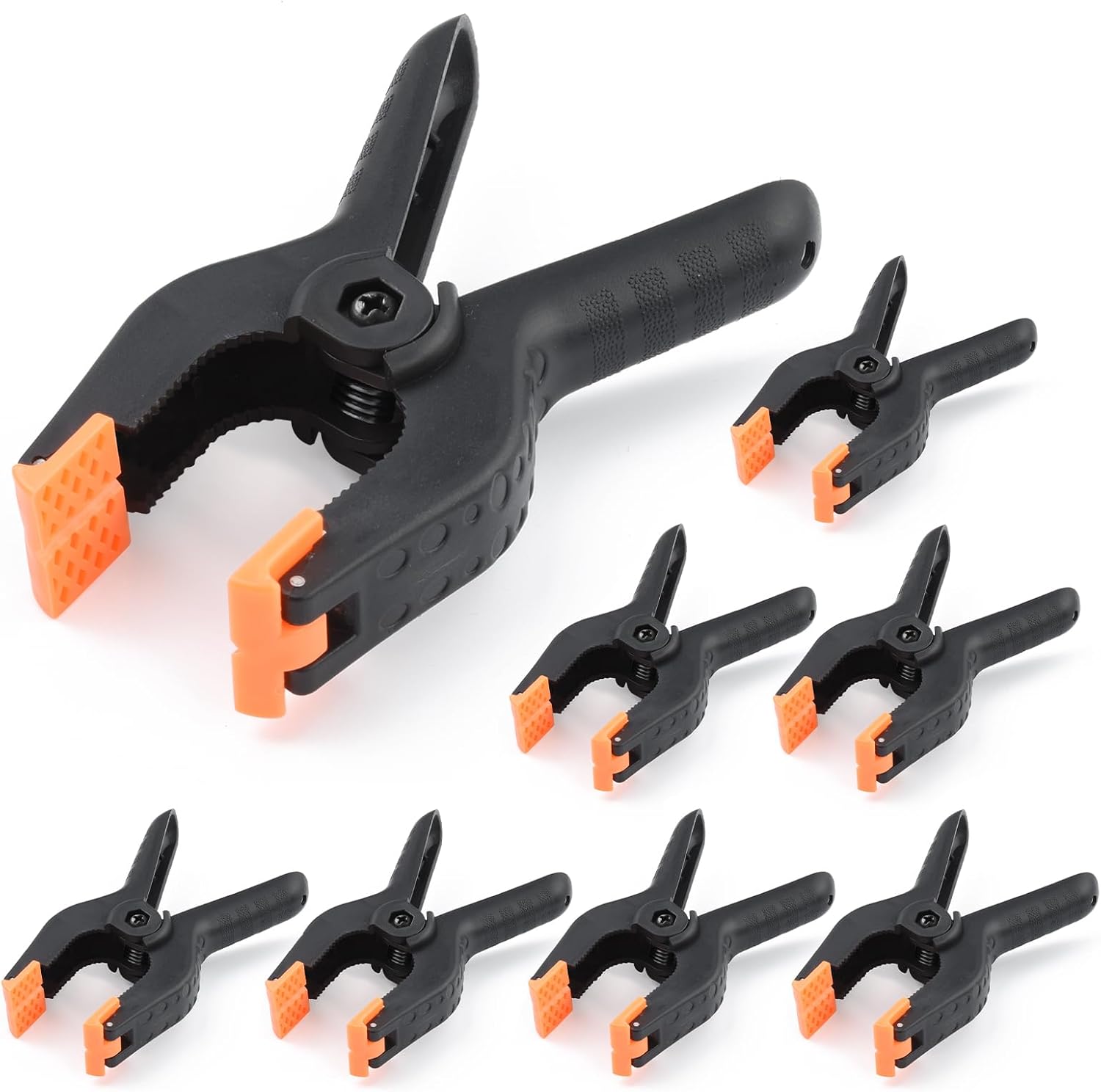 4.5inch Nylon Spring Clamps, UTEBIT 8 Pack 11.5cm Heavy Duty Spring Clips Plastic Clamps Quick Grip with Moveable Jaws for Photo Studio Backdrop Background Stand Woodwork Artwork