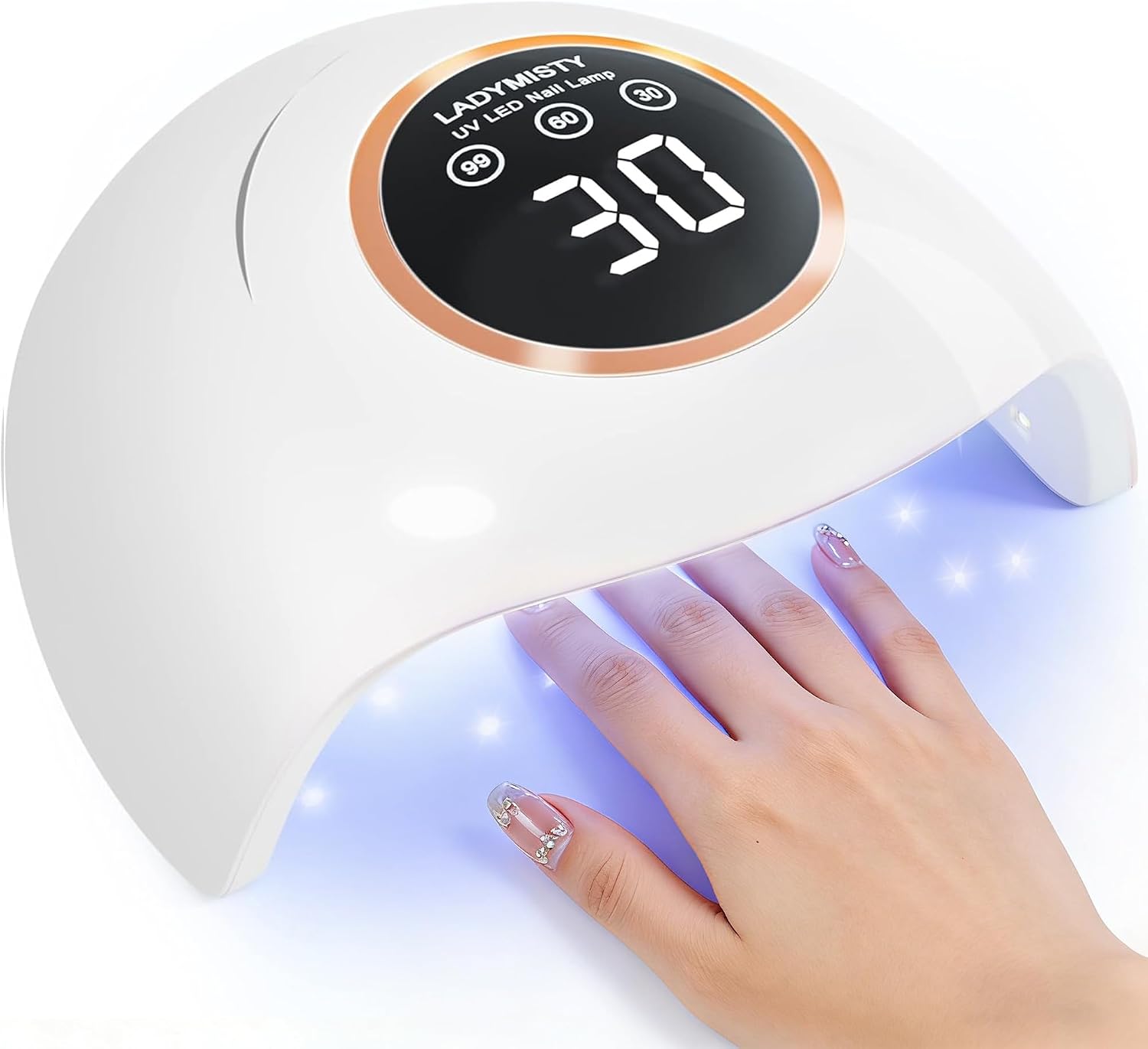 LadyMisty 72W UV Nail Lamp, Upgrade UV Light for Gel Nails, 3 Timer Nail Dryer, LCD Display, Smart Sensor, 99s Low-Heat Mode, Nail Lamps for Gel Polish for Beginners, Home DIY Salon Tool