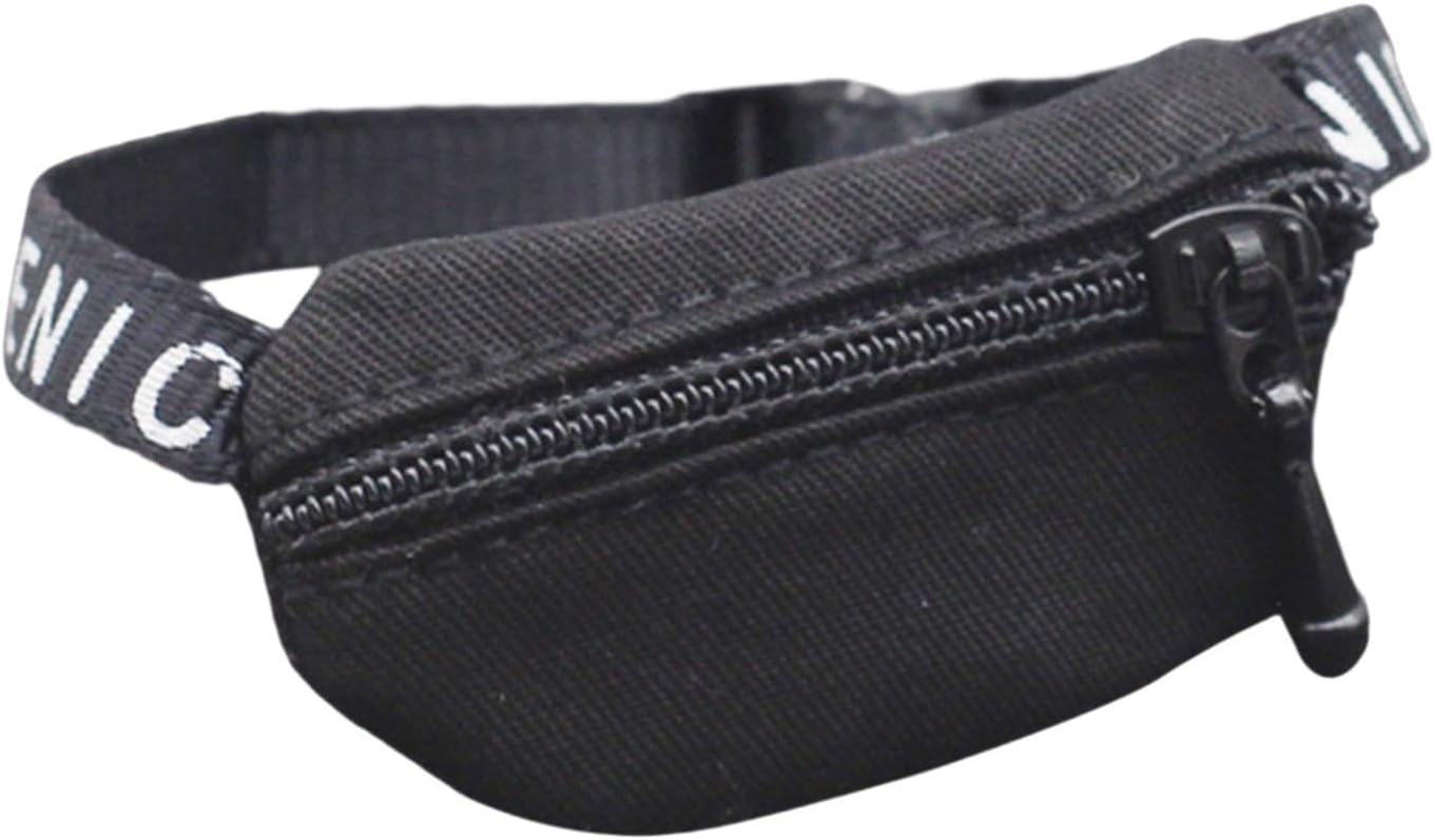 Baoblaze 1:6 1:12 Doll Crossbody Fanny Pack Model Miniature Scene Simulated DIY Projects for Dolls Fairy Garden Dollhouse Accessories, Black