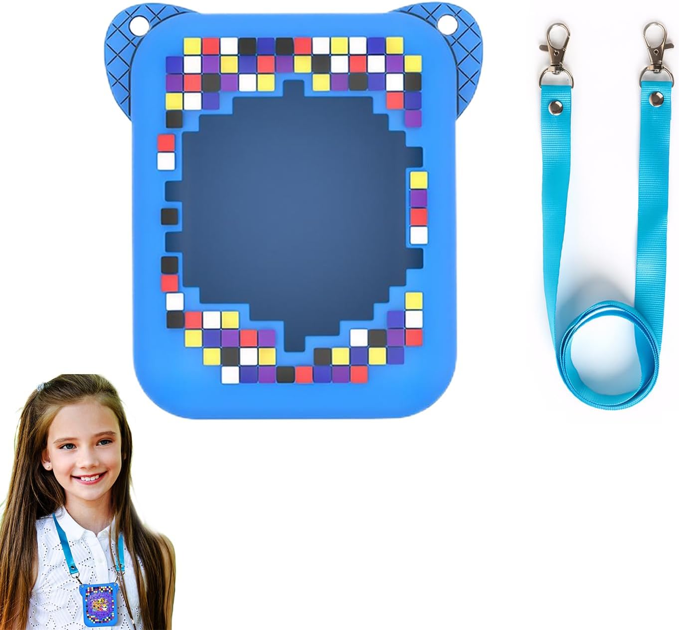 Belligern Case Compatible with Bitzee Carry Case Compatible with Bitzee Interactive Digital Pet Compatible with Bitzee Digital Pet Anti-Fall Protective Cases with Lanyards (Blue)