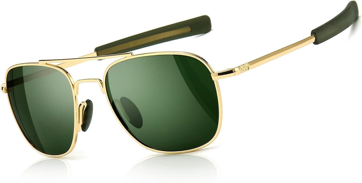 SUNGAIT Men's Military Style Polarized Pilot Aviator Sunglasses Bayonet Temples