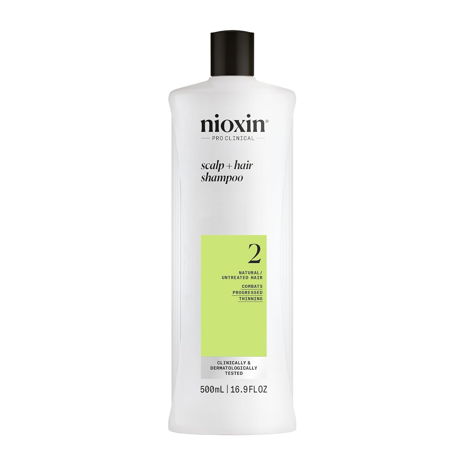 Nioxin System 2 Scalp + Hair Thickening Shampoo for Natural Hair with Progressed Thinning | Cleanse & Boost Hair Density with Niacinamide & Biotin
