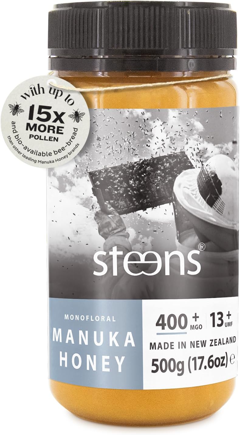Steens Manuka Honey - MGO 400+ - Pure & Raw 100% Certified UMF 13+ Manuka Honey - Bottled and Sealed in New Zealand - 500g