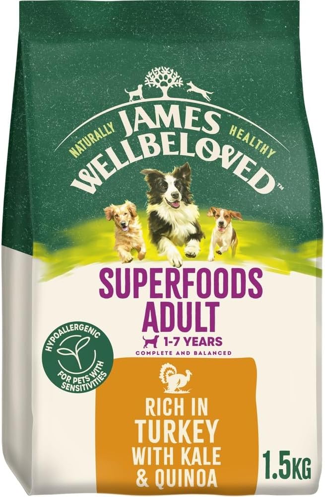 James Wellbeloved Dog Superfoods Hypoallergenic Dry Food Adult Turkey Kale and Quinoa 1.5 kg