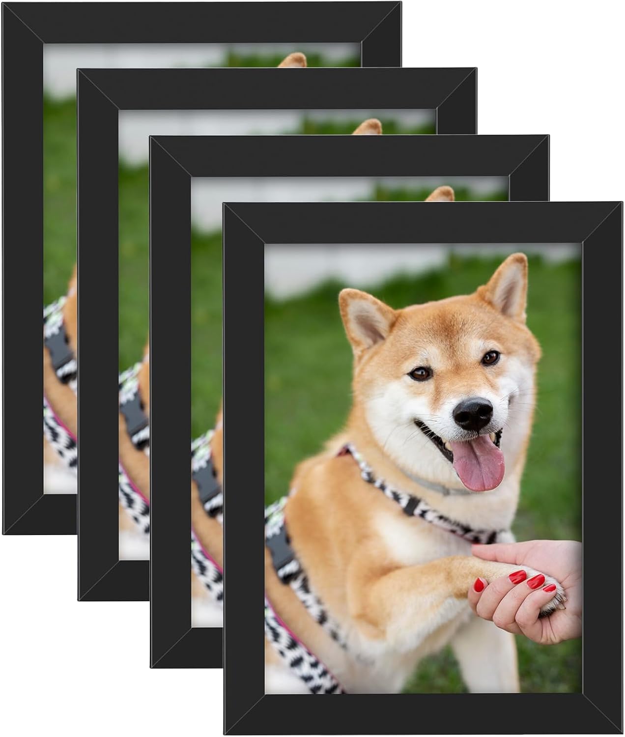 4 Pack Picture Frame, A5 Photo Frames Tabletop and Wall Mounting Picture Frames Small Frame with Plexiglass Window for Portrait Photo Black