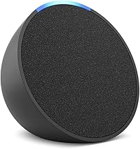 Amazon Echo Pop | Alexa fits in anywhere: bedroom, living room, bathroom, office, and small spaces | Charcoal