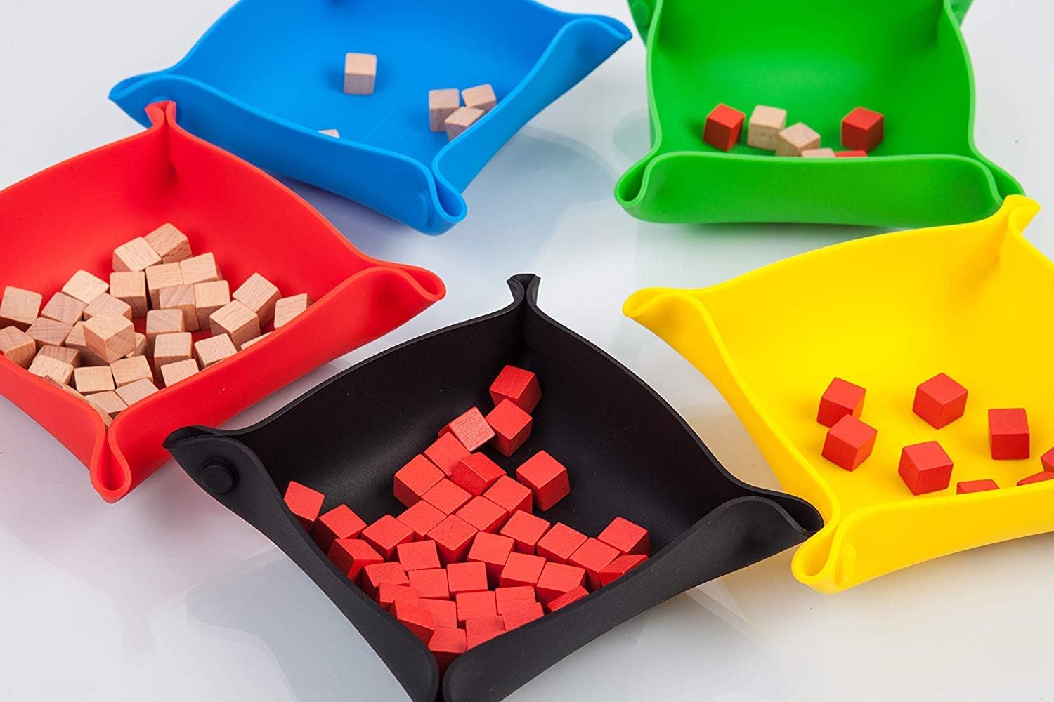 Collapsible Board Game Storage Bowls, Portable Folding Tray Accessory Holds Tabletop Bits, Components, Pieces, Dices for Classic & Modern Gaming, RPG Roleplaying