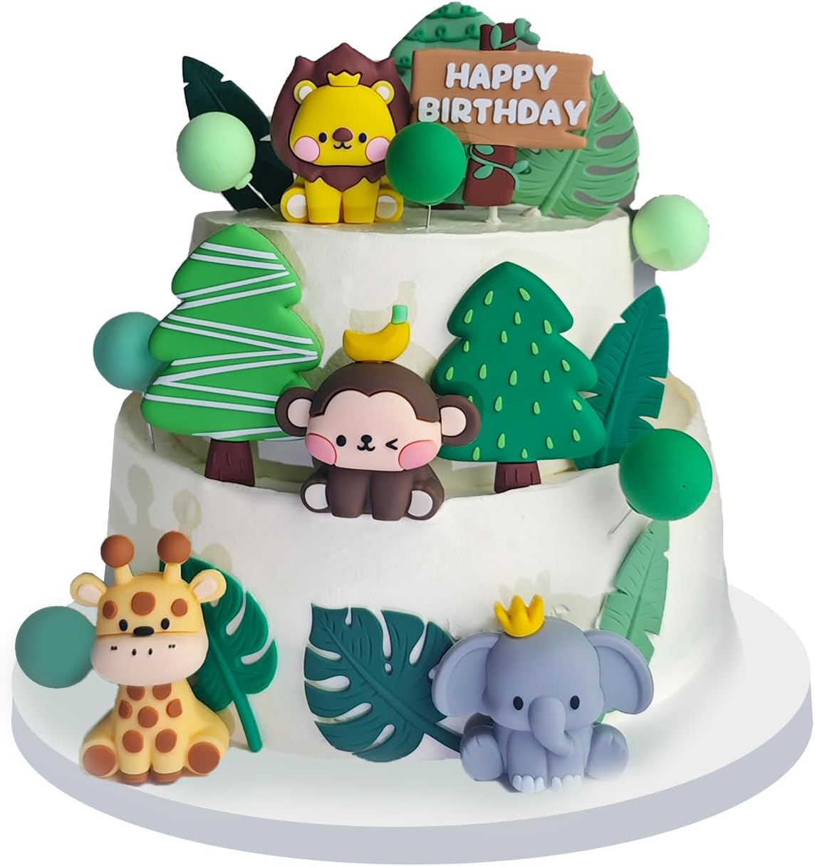 20pcs Happy Birthday Cake Toppers – Cute Animal Cake Decorations for Kids & Adults – Fun & Safe Non-Edible Party Supplies
