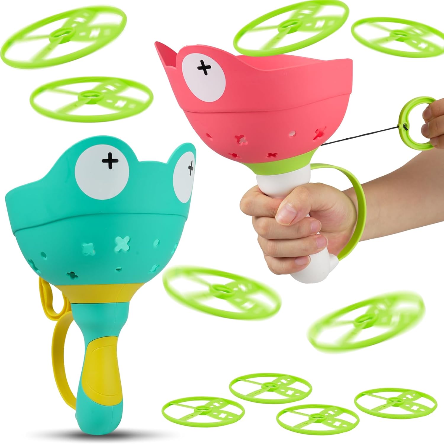 Outdoor Toys for Kids Ages 4-8, Flying Disc Launcher Toys Manual Capture Catching Outdoor Games for 3 4 5 6 7 8 Years Old Boys Girls,Fun Outside Toys for Toddlers 3-5 Christmas Easter Birthday Gifts