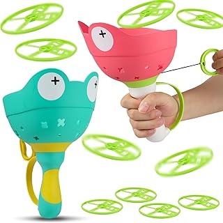 Outdoor Toys for Kids Ages 4-8, Flying Disc Launcher Toys Manual Capture Catching Outdoor Games for 3 4 5 6 7 8 Years Old Boys Girls,Fun Outside Toys for Toddlers 3-5 Christmas Easter Birthday Gifts