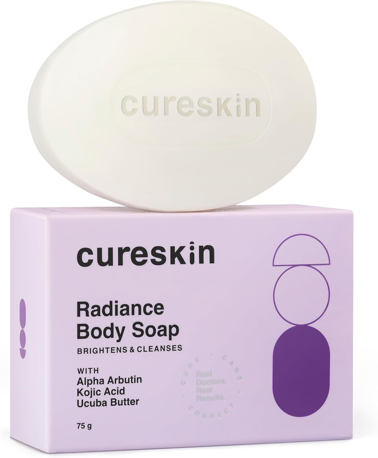 Cureskin Radiance Body Soap | For Pigmentation & Sun Damage with Alpha Arbutin, Kojic Acid and Ucuba Butter | Soap Tan Removal, 75 g (Pack of 1)