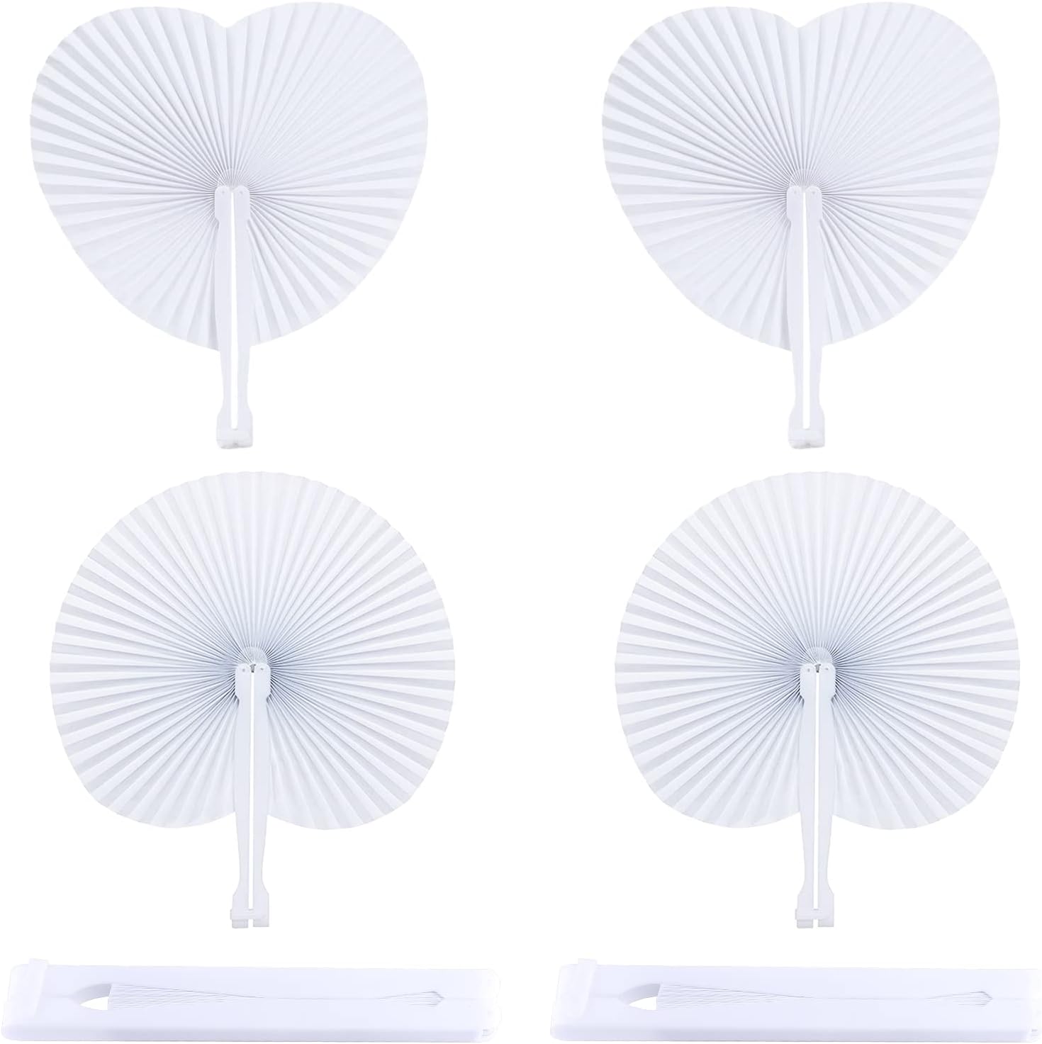 Karjiaja 4PCS Heart Shaped Paper Fans - Folding Hand Fans for Wedding Guests