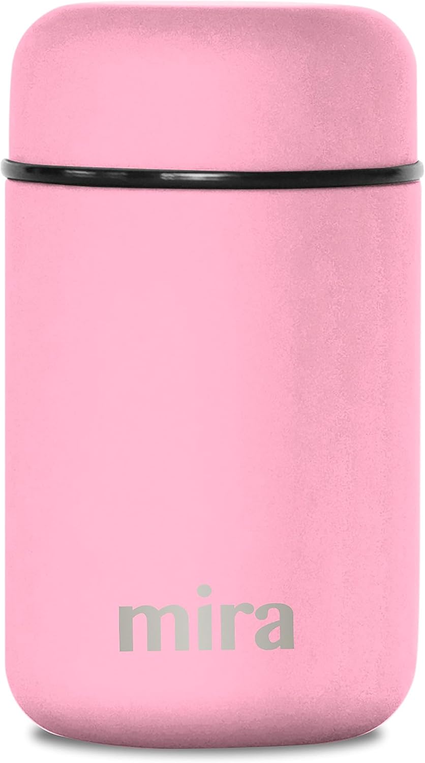 MIRA Insulated Food Jar Thermos for Hot Food & Soup, Compact Stainless Steel Vacuum Lunch Container for Meals To Go - 13.5 oz, Pink