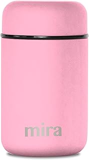 MIRA Insulated Food Jar Thermos for Hot Food & Soup, Compact Stainless Steel Vacuum Lunch Container for Meals To Go - 13.5 oz, Pink