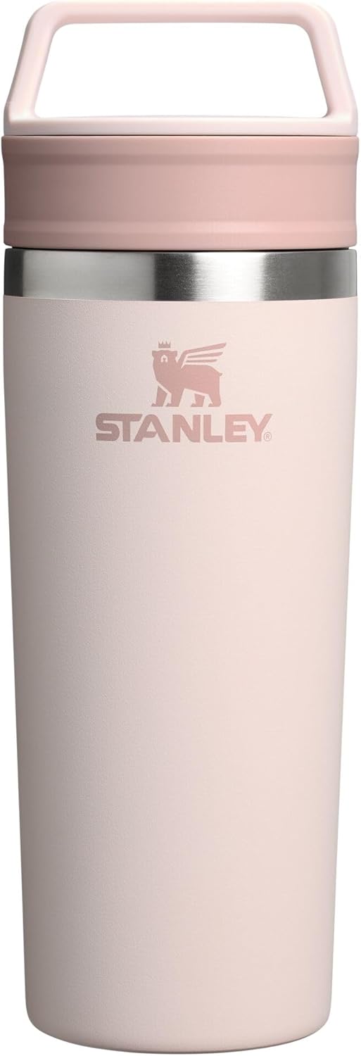 STANLEY Cafe To Go Travel Mug 16 oz | Leakproof Two-Part Drink Through Lid | Tumbler Cup for Coffee, Tea and Drinks | Insulated Stainless Steel Coffee Mug | BPA-Free | Rose Quartz