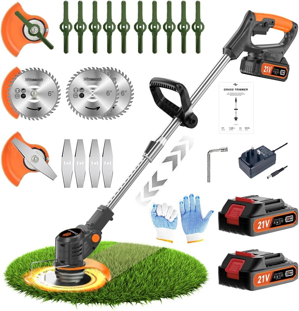 21V Cordless Strimmer Erzneaoch Grass Trimmer with 11,000 RPM and 750W Motor Garden Strimmer Cordless with 2 Batteries 4.0Ah is the Perfect Partner for all Your Garden and Lawn Care Needs