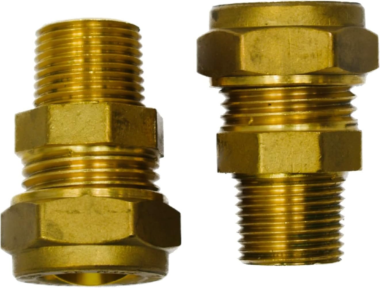 GROHE Pair of Adaptors for UK Fittings - 15mm Compression by 3/8 Inch BSP Male Thread (Ideal for connecting European 3/8" Flexi Connections, Brass Adapters for Kitchen & Bathroom Mixer Taps), Set of 2