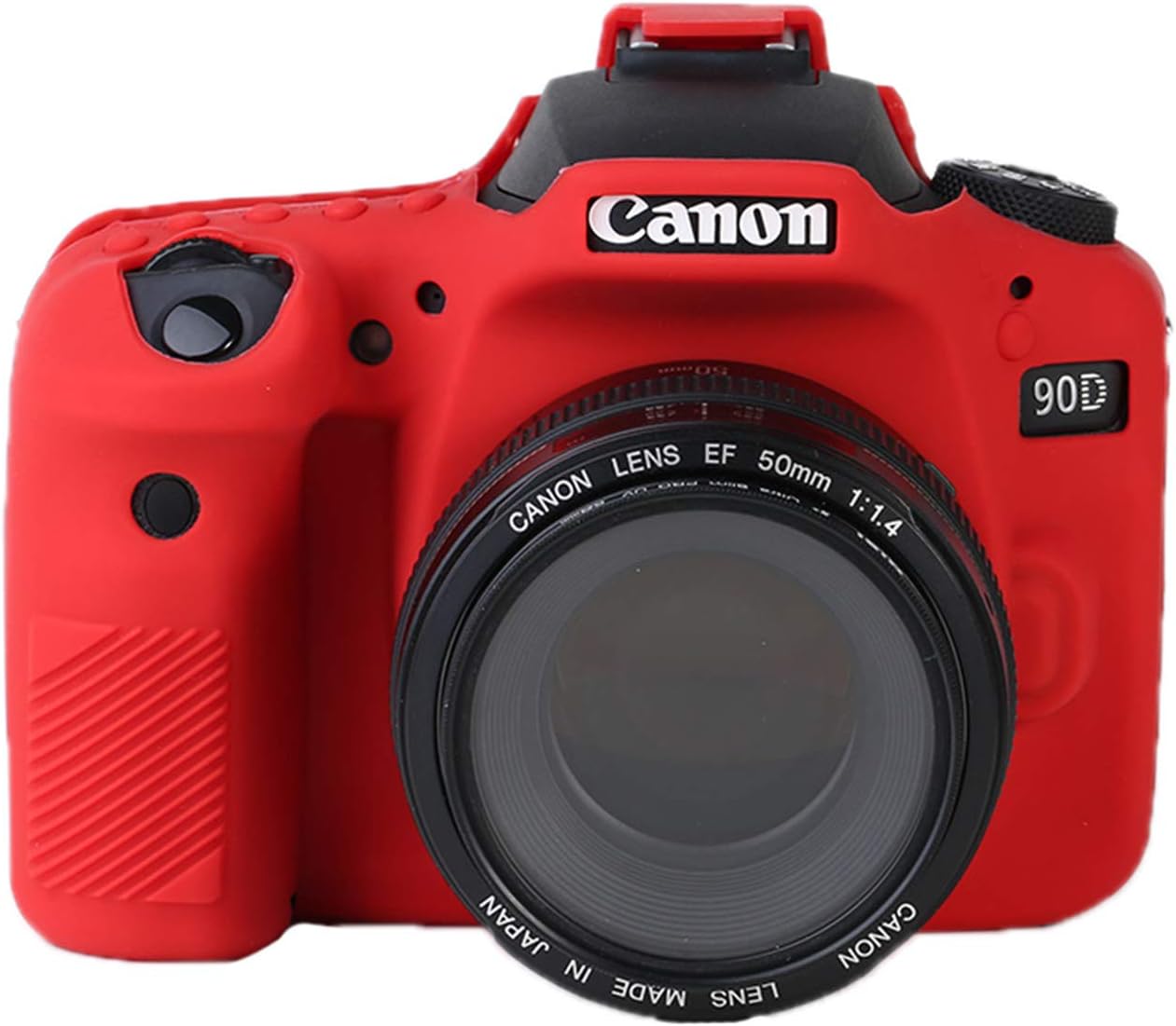 90D Silicone Case, TUYUNG Camera Housing Case Protective Cover Shell, Compatible with Canon EOS 90D Cameras, Red
