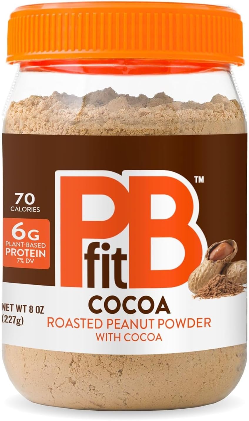 PBfit Chocolate Peanut Butter Powder - 88% Less Fat, 5g of Protein, Gluten Free Natural Nut Butter Spread - Powdered Peanut Butter Spread from Real Roasted Pressed Peanuts and Cocoa - 225g