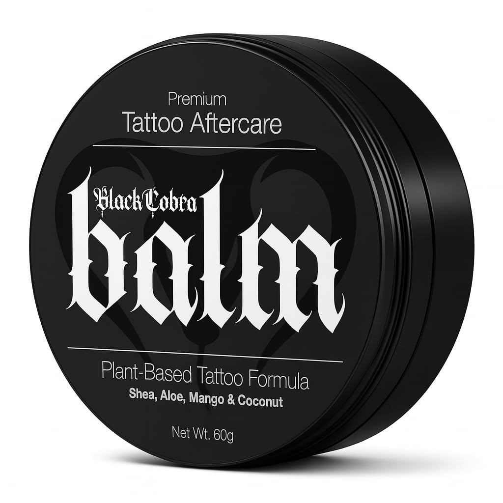 Black Cobra Tattoo Balm – Plant-Based Aftercare Formula with Shea, Aloe, Mango & Coconut – Revives & Moisturizes Inked Skin – Non-Greasy – 60g Tin – Artist Trusted – USA Made