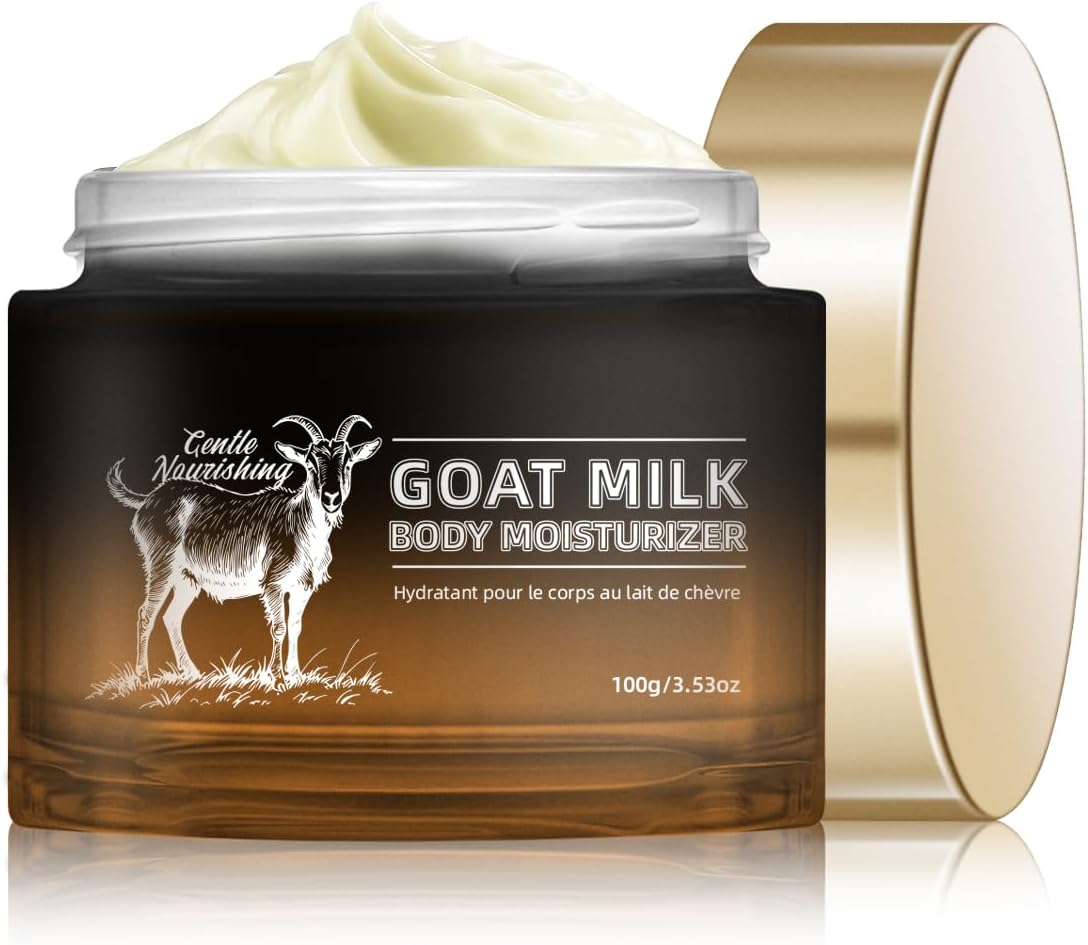 Goat Milk Lotion - Whipped Body Butter Cream with Goat Milk - Deeply Moisturizes, Softens Skin - Natural & Gentle for All Skin Types, 3.53 oz