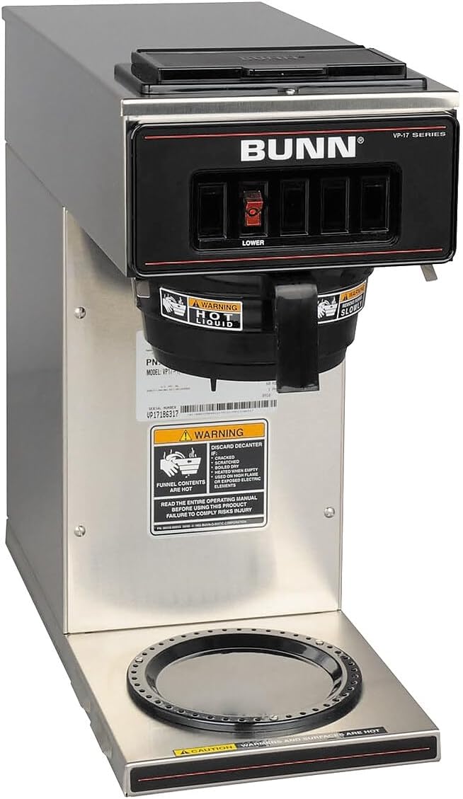 Bunn 13300.0001 VP17-1SS Pourover Coffee Brewer with 1 Warmer, Stainless Steel