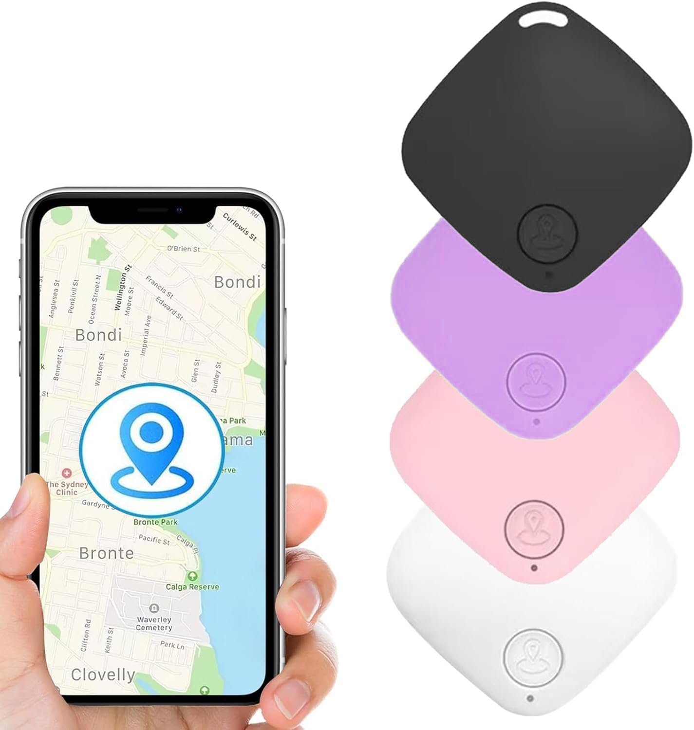 Key Finder, Bluetooth Item Finders, Wireless Key Finder Locator with Anti-Lost Alarm Reminder, Anti-lost GPS Tracker Smart Tag Suitable for Keys Pet Wallets or Backpacks and Child locators, 4 Pack