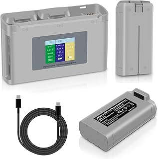Fantasyo Intelligent Mini 4K Battery Mini 2 SE Flight Battery 2 Pack 2400mAh and 3 Channel Smart LED Two-Way Mini 2 Battery Charger Set Compatible with DJI Mini 2, Mini 2 SE, Mini SE, Mini 4K